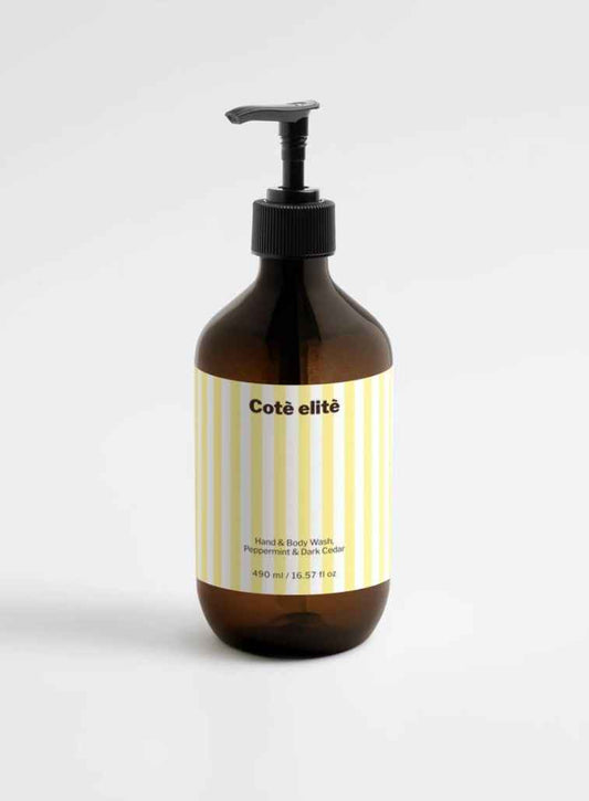 Detergente mani e corpo menta e cedro Cotè èlite, flacone sapone liquido rinfrescante